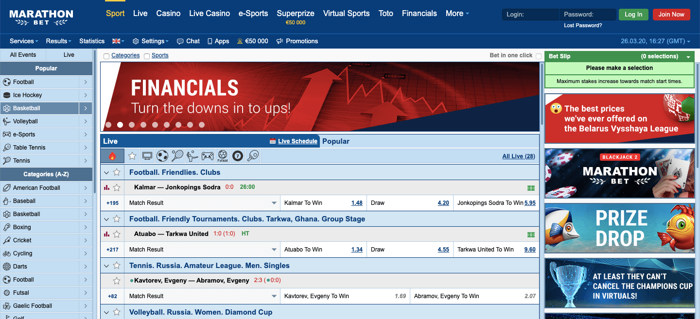 Marathonbet Screenshot