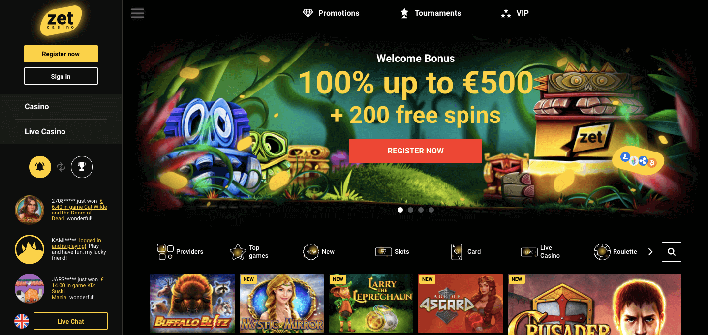 ZetCasino Screenshot