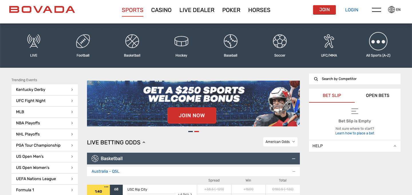 Bovada Screenshot