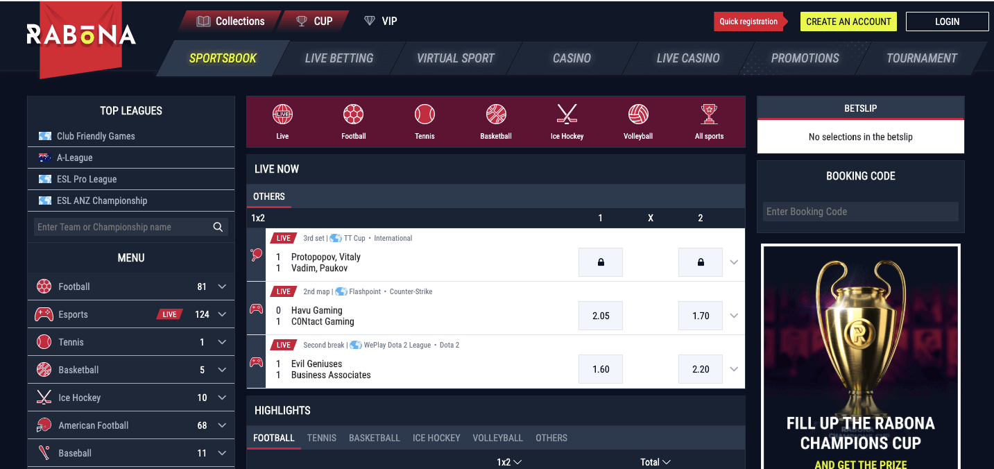 rabona betting