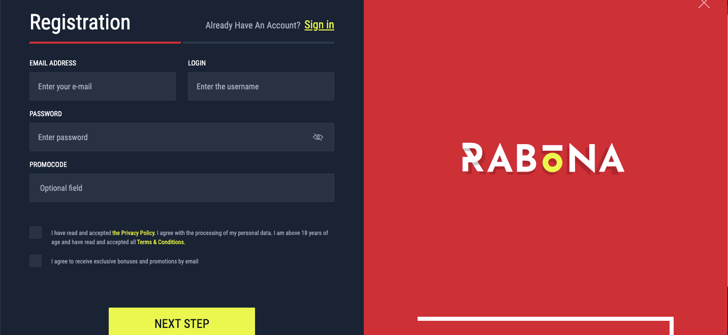 rabona registration