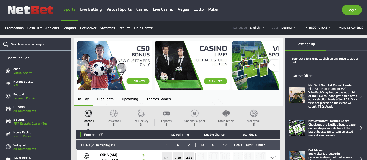 Netbet homepage