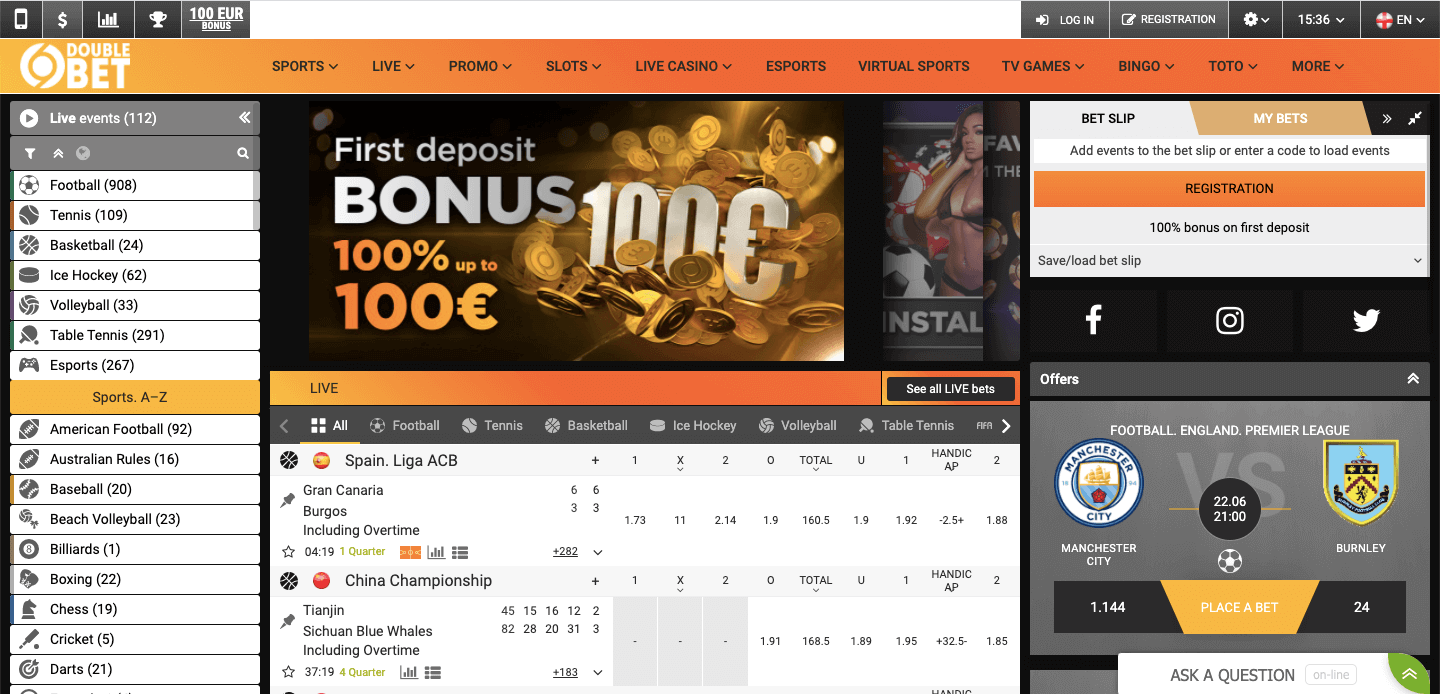 DoubleBet homepage