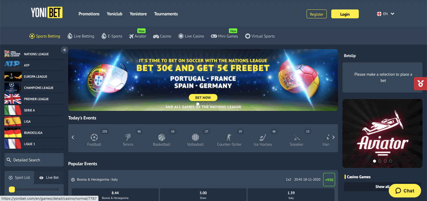 Yonibet Homepage