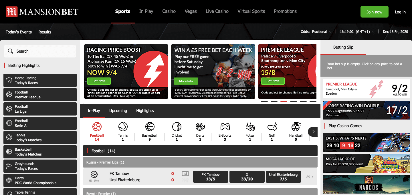 MansionBet homepage