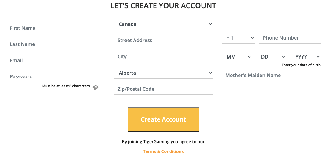 TigerGaming Register