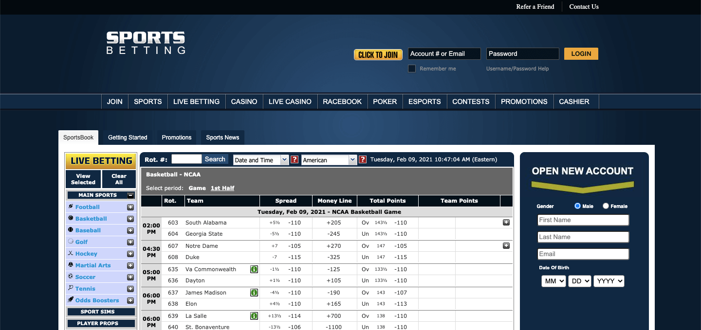 SportsBetting.ag Homepage